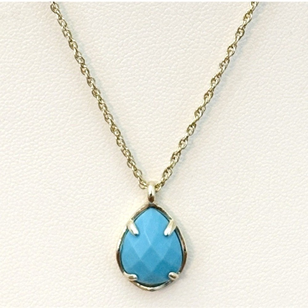Kendra Scott Turquoise Necklace Gold Plated‎ Kiri Tear Drop Pendant Statement